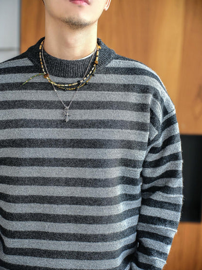 Retro Striped Knit Sweater