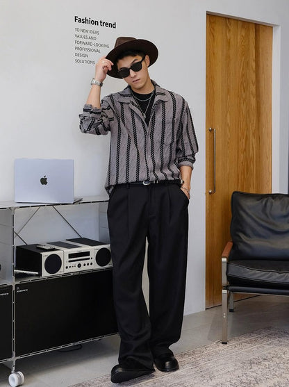 Striped Long-Sleeve Casual Shirt