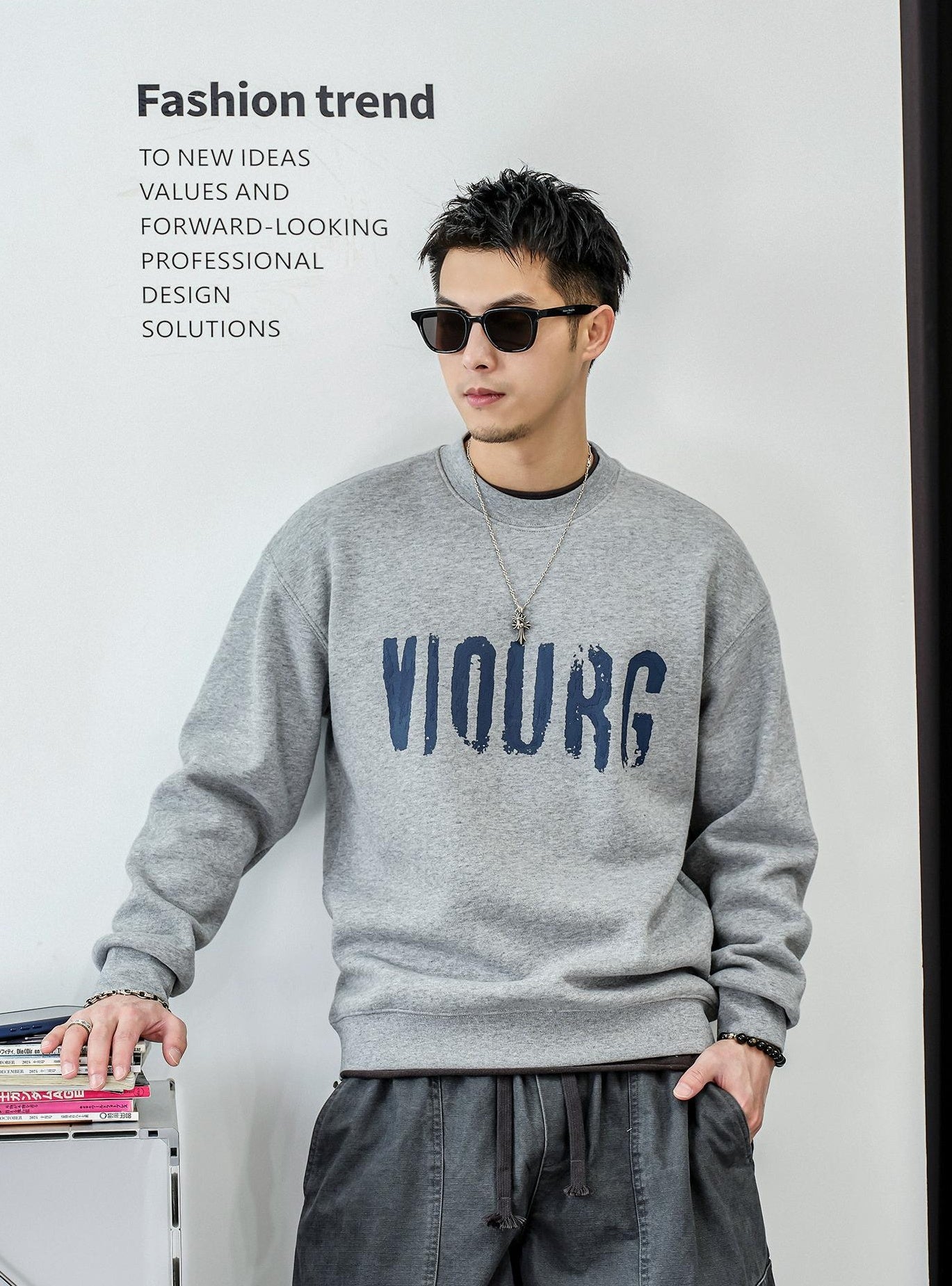 フリースレタードセーター　トップ