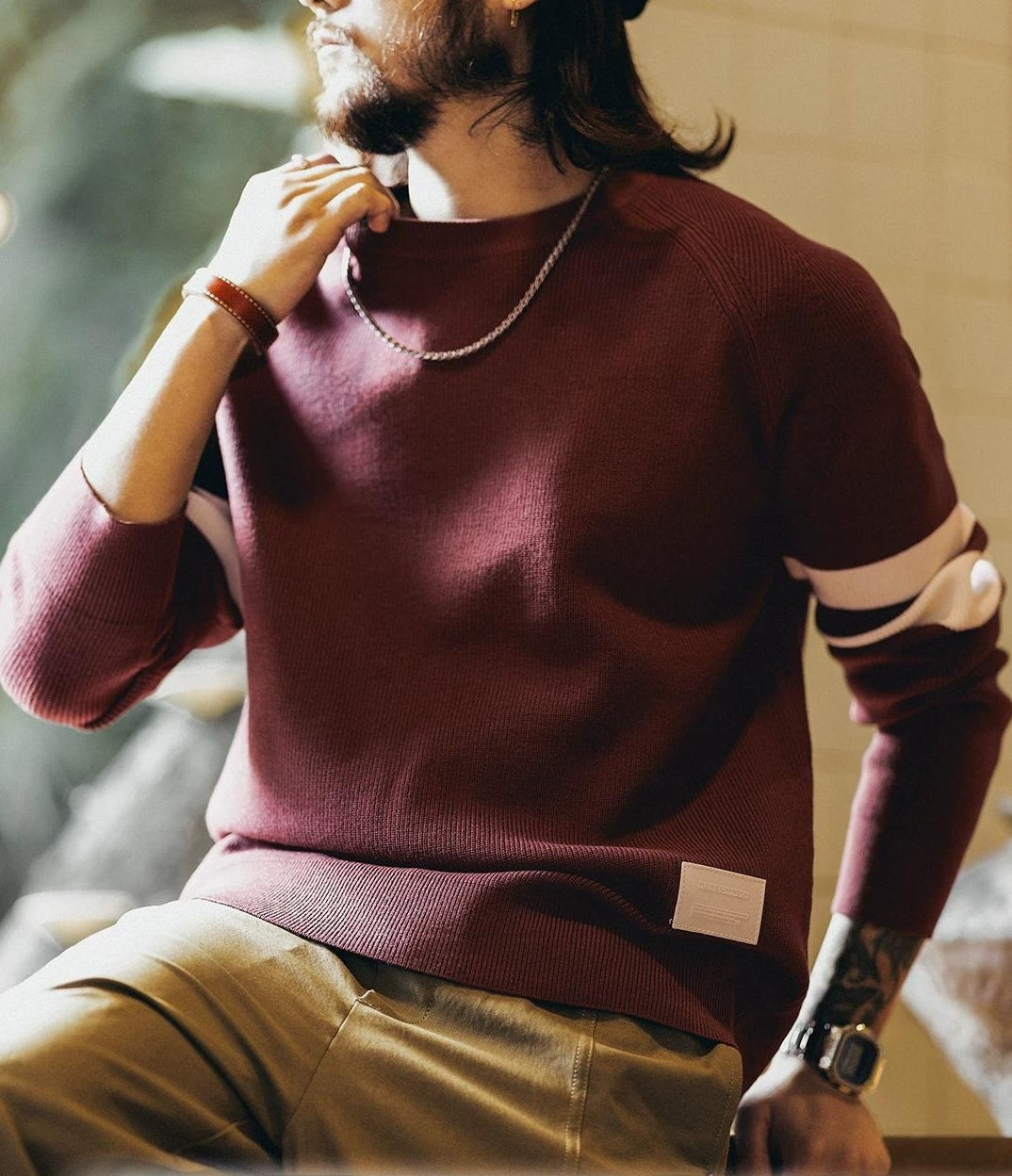 Retro Color Block Knit Sweater