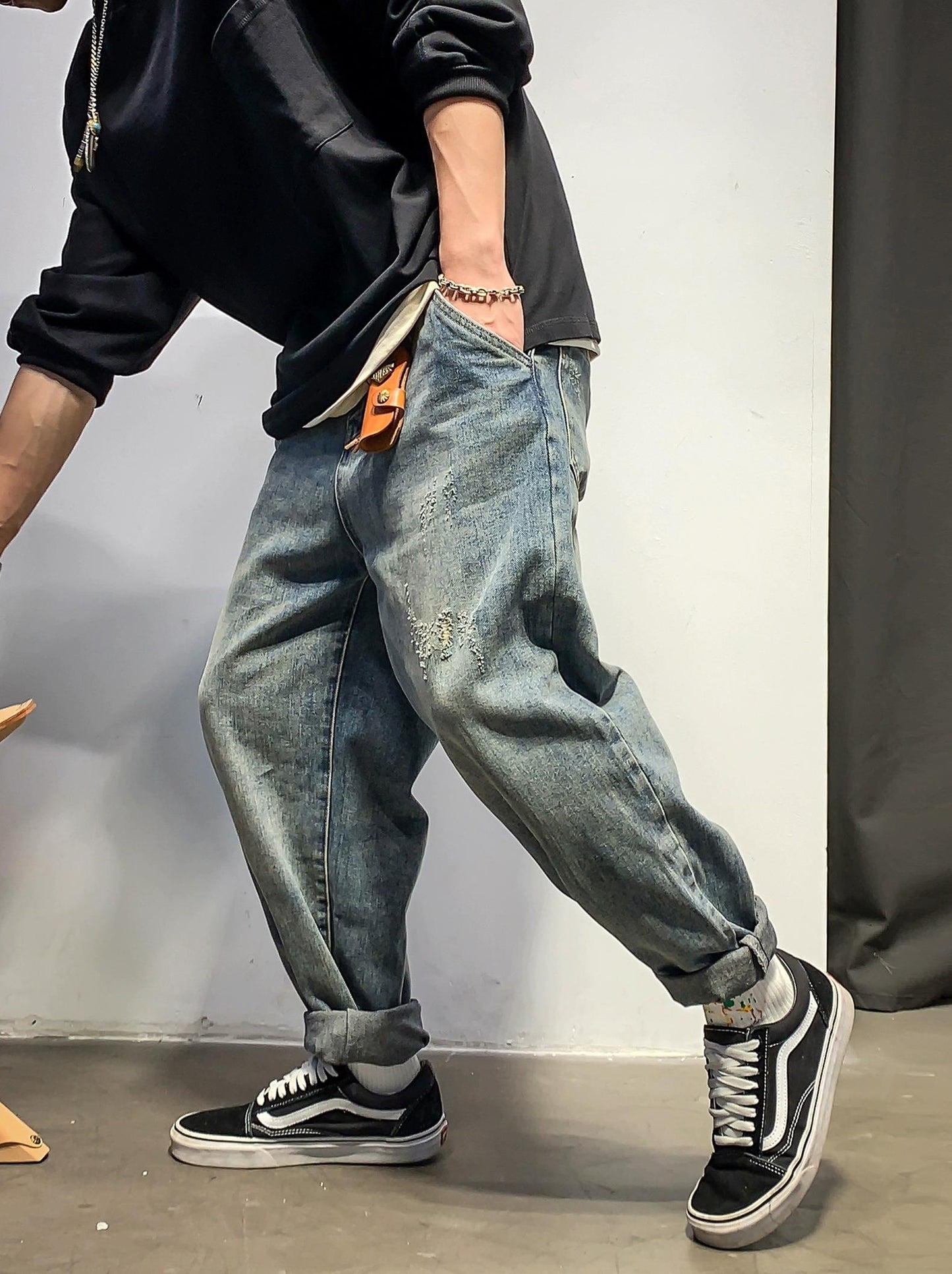レトロヒップホップストレートパンツ