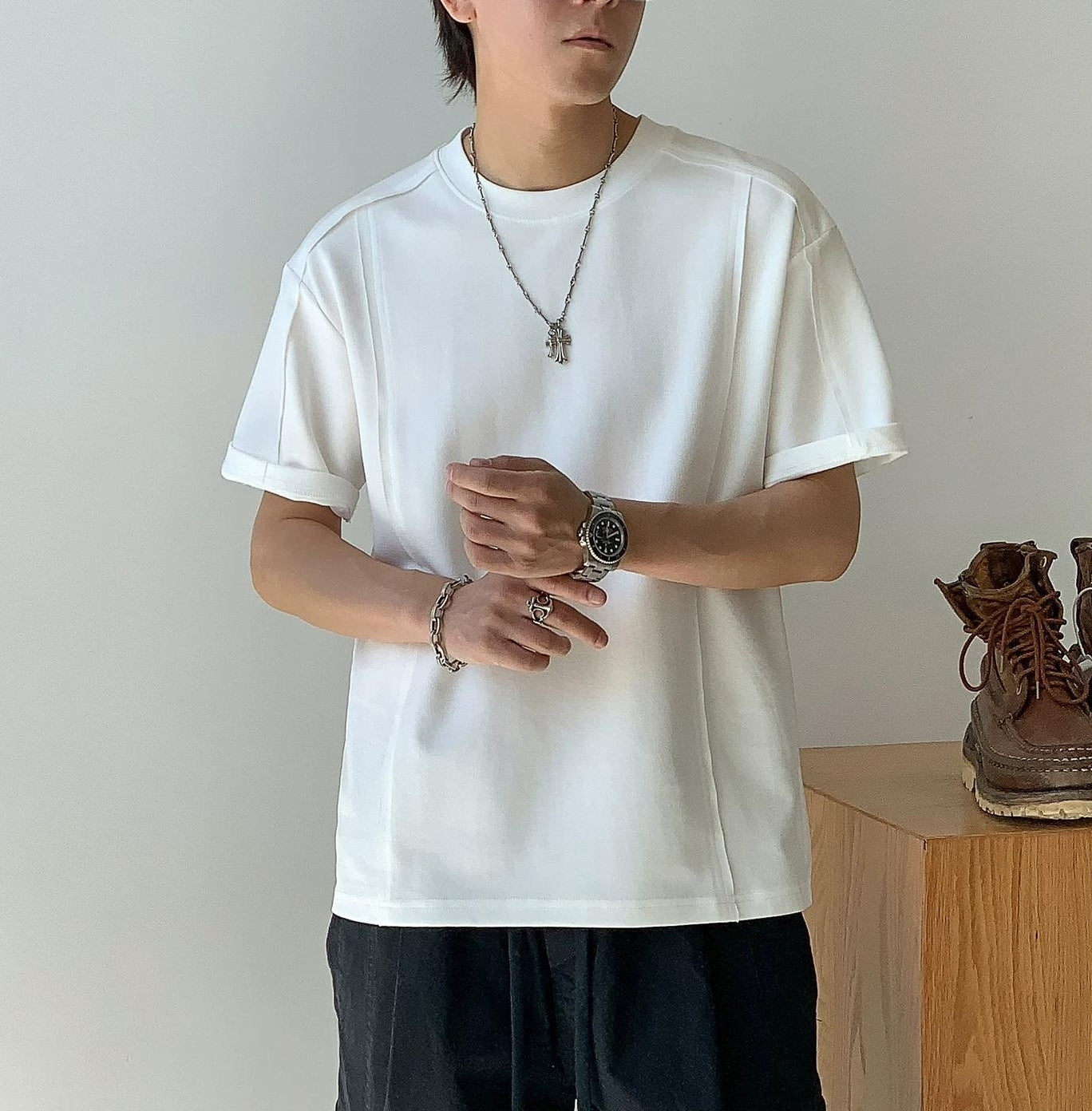 カジュアルソリッドカラーＴシャツ