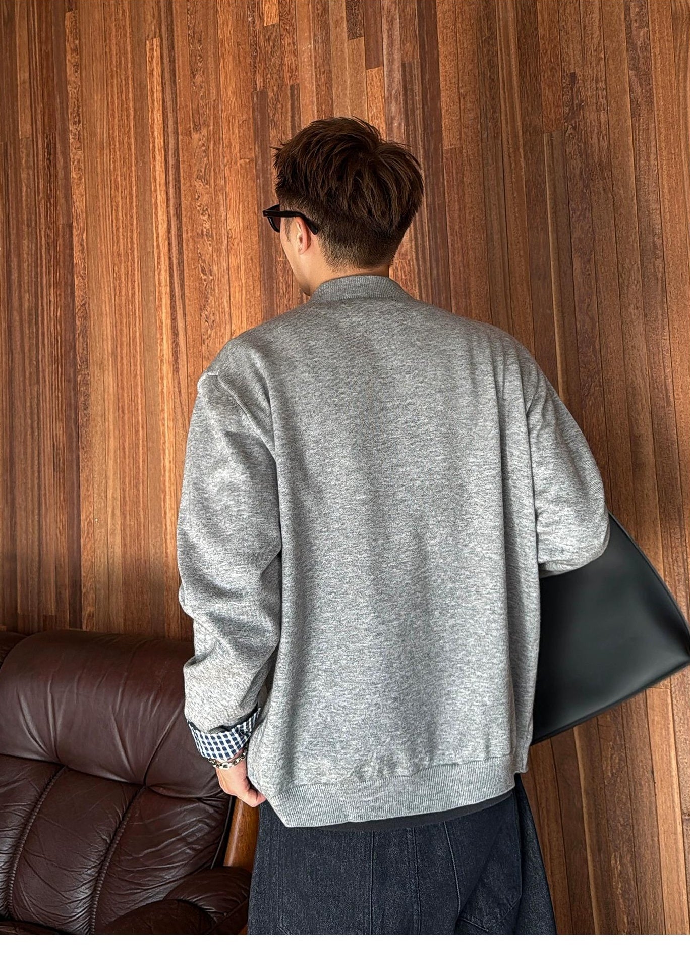 Gray Plaid Cardigan