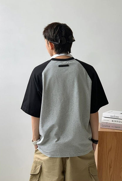 Color Block Letter Print Tee