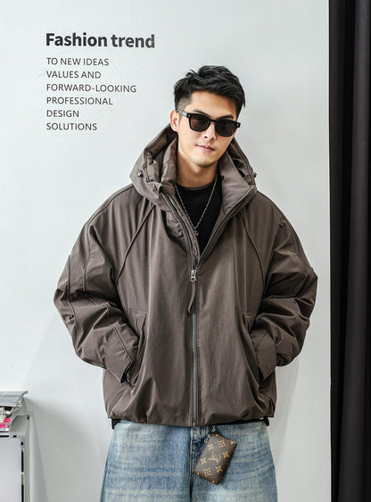 ドローストリングフードダウンジャケット