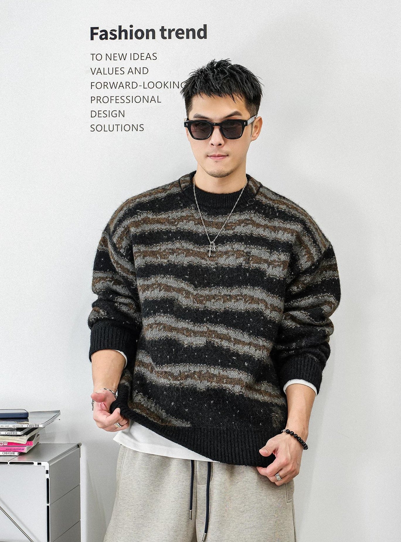 レトロストライプニットジャンパー