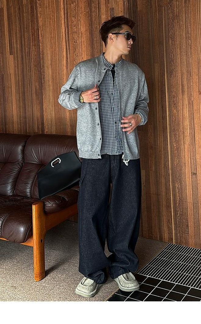 Gray Plaid Cardigan