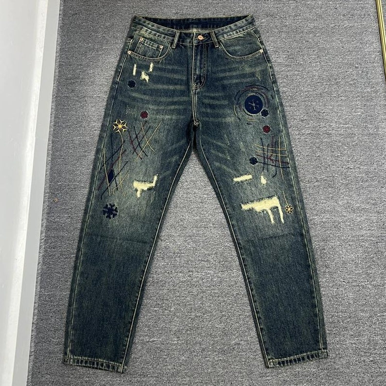 ワイルド パッチワーク デニム パンツ