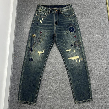 ワイルド パッチワーク デニム パンツ