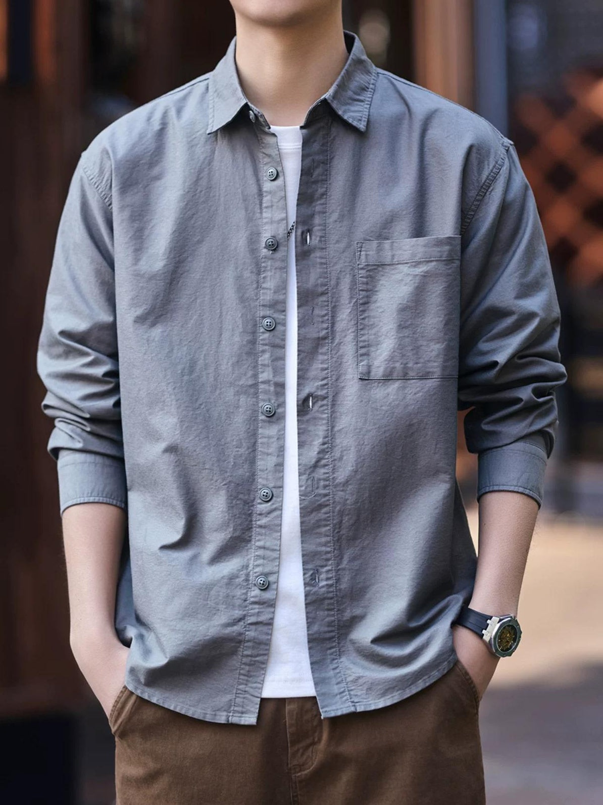 ブルーレトロワークウェアシャツ