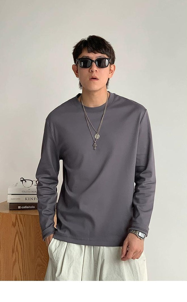 通気性綿ロングスリーブTシャツ