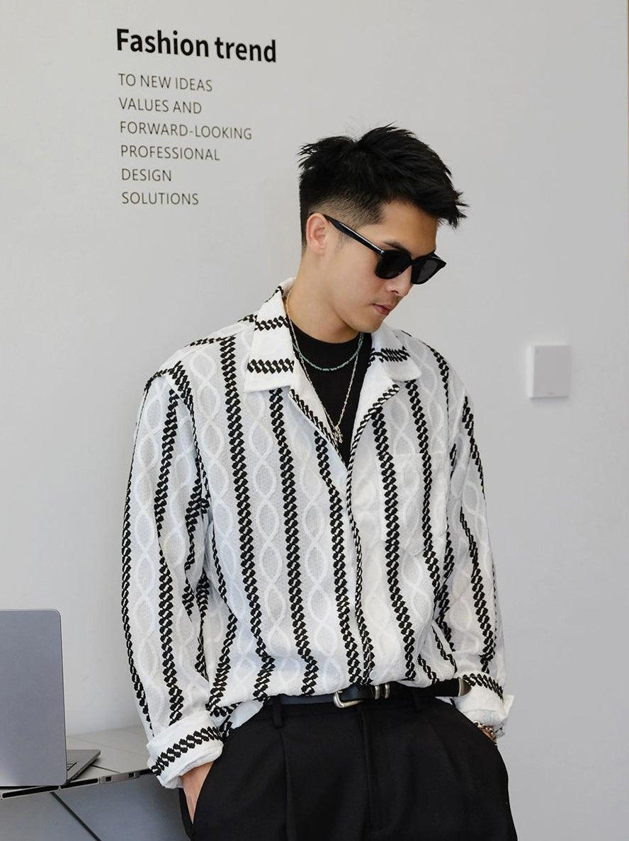 Striped Long-Sleeve Casual Shirt