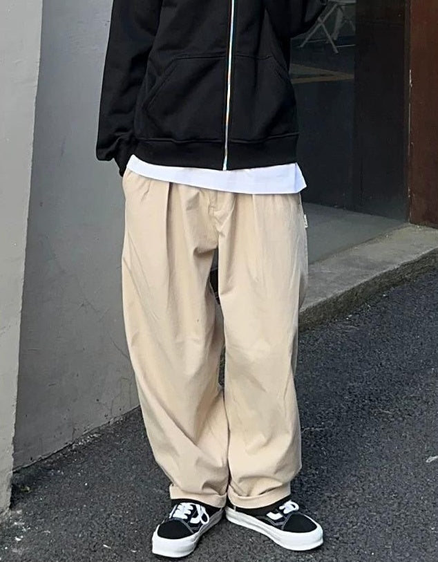 ウィンターフリースプリーツテーパードパンツ