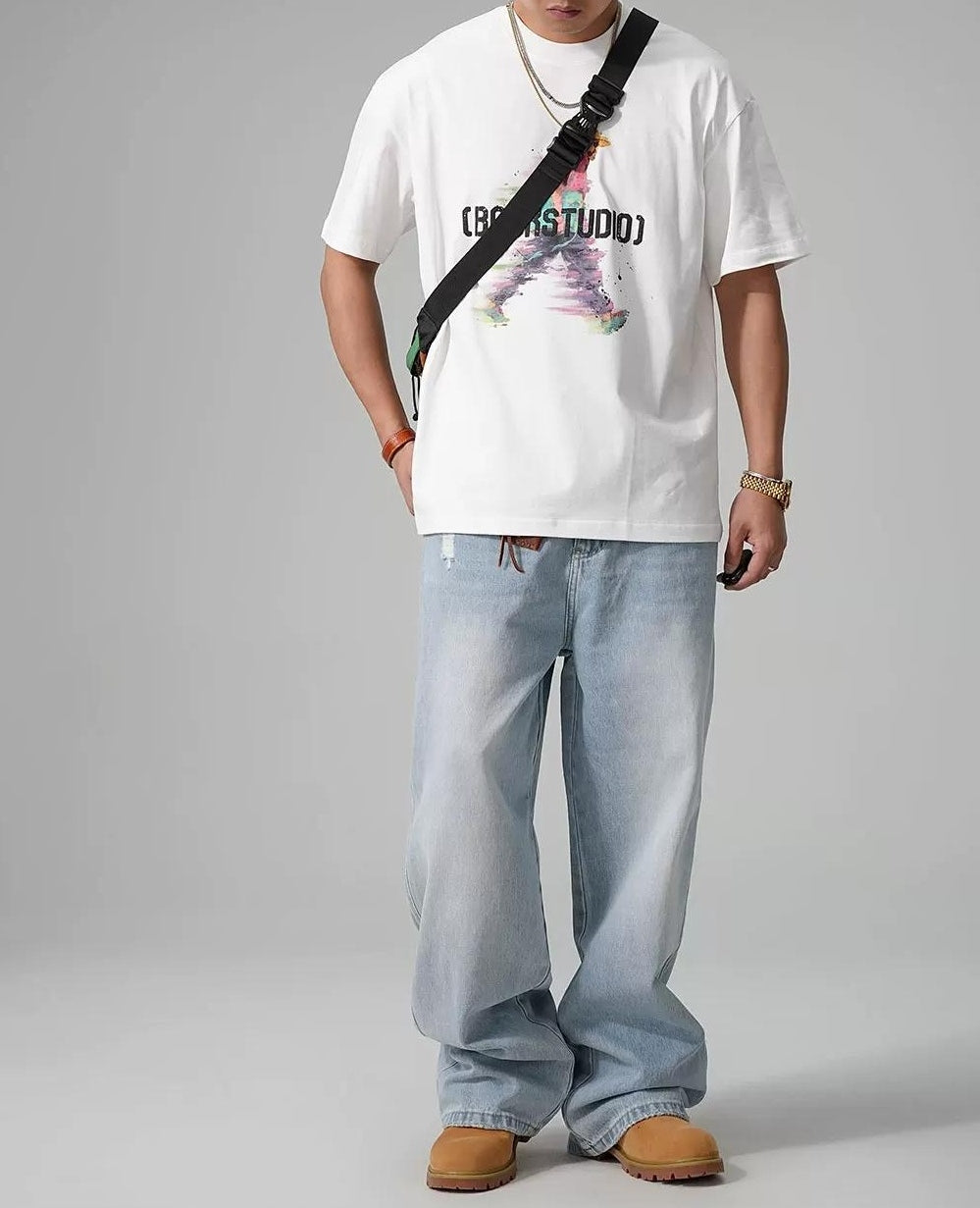 カジュアルグラフィックコットンＴシャツ