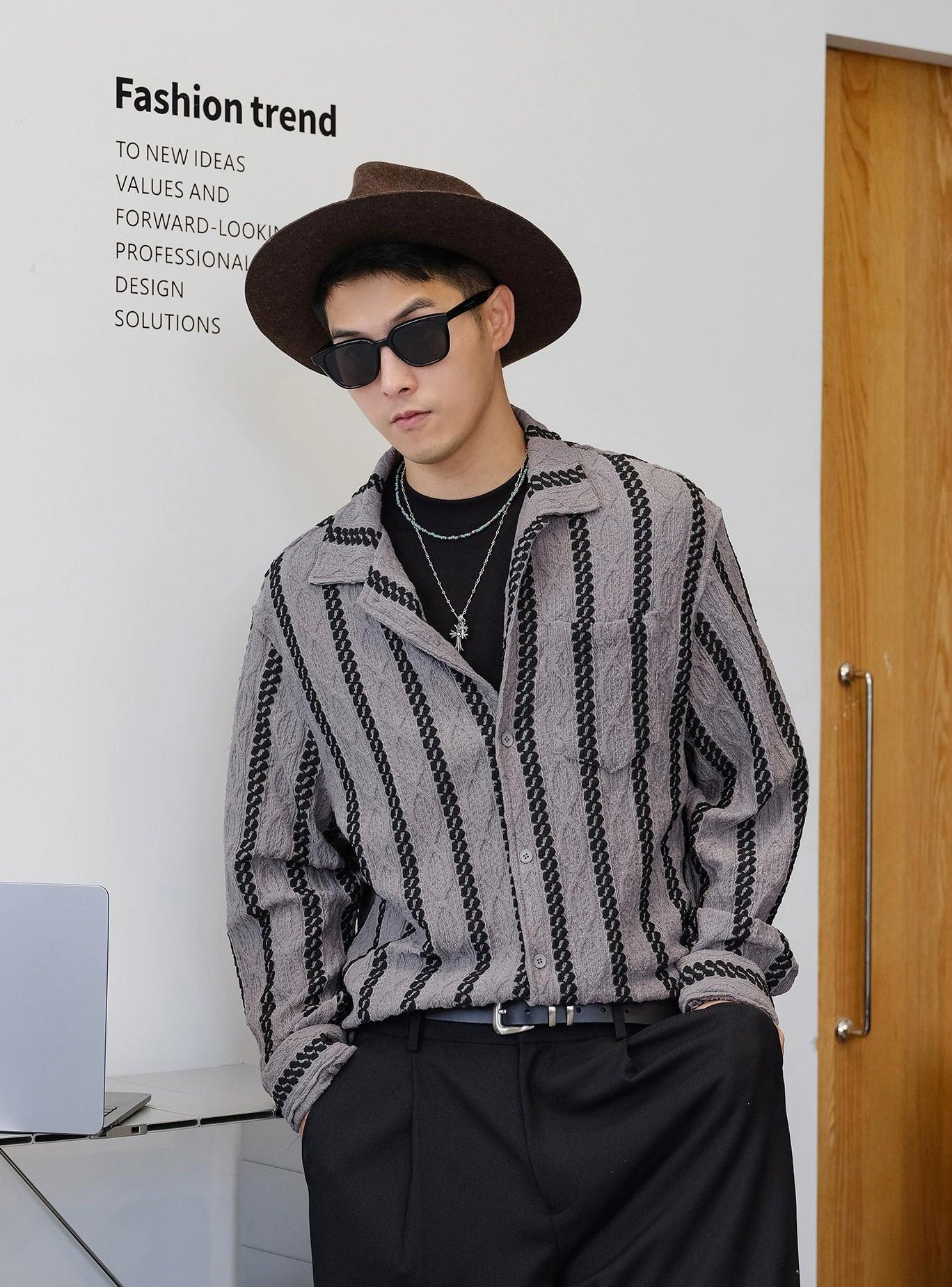 Striped Long-Sleeve Casual Shirt