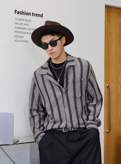 Striped Long-Sleeve Casual Shirt