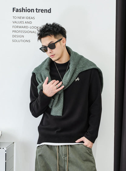 Cozy Mixed Fabric Long Sleeve