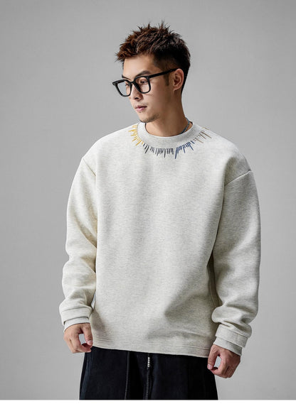 Cozy Embroidered Crew Neck Sweater