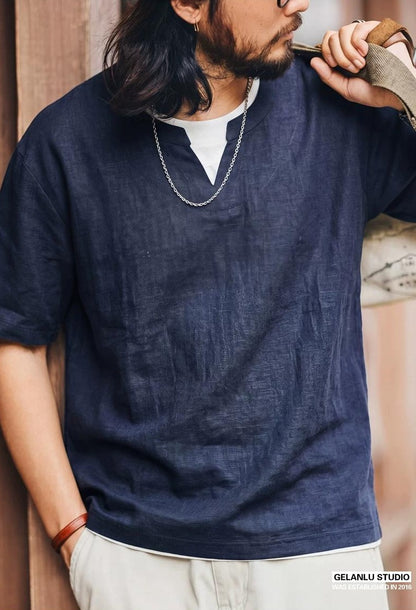 パッチワーク　ブイネック　Ｔシャツ