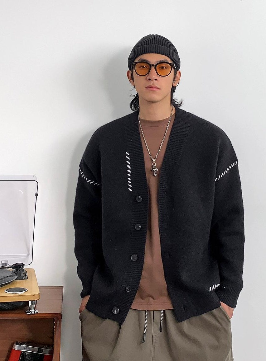 Heavyweight V-neck cardigan