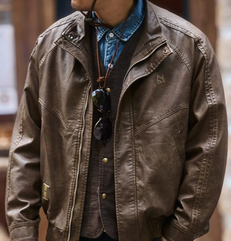 ヴィンテージ　ブルー　レザー　ジャケット