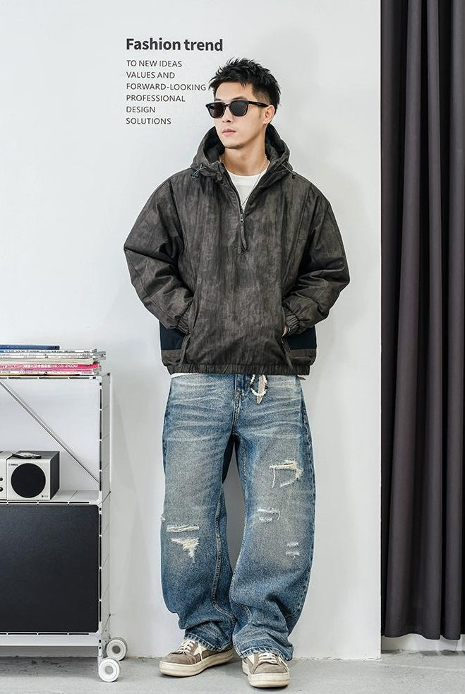 ファッションカモフラージュハーフジップジャケット