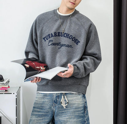 Casual fleece embroidered sweatshirt