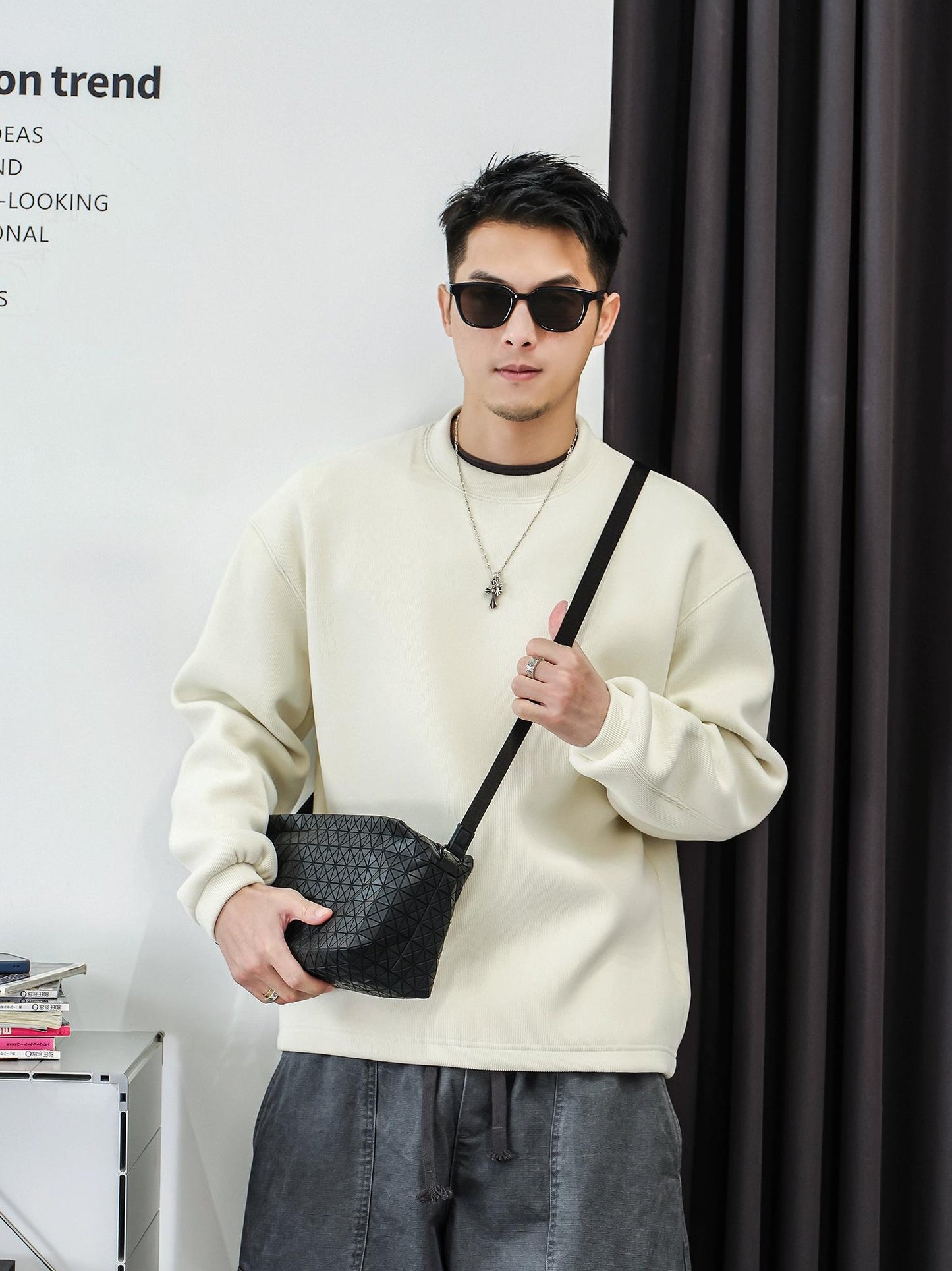 テクスチャードフリースセータートップ