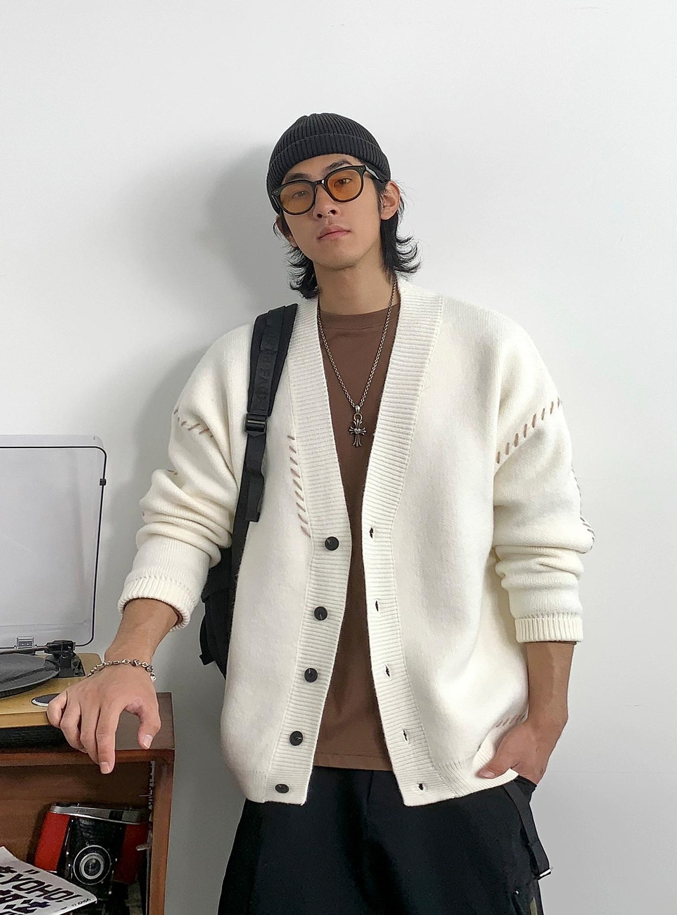 Heavyweight V-neck cardigan