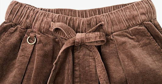 Brown Corduroy Casual Shorts