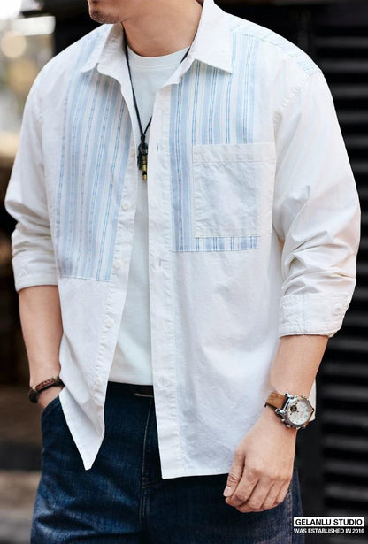 レトロストライプ　カジュアルシャツ