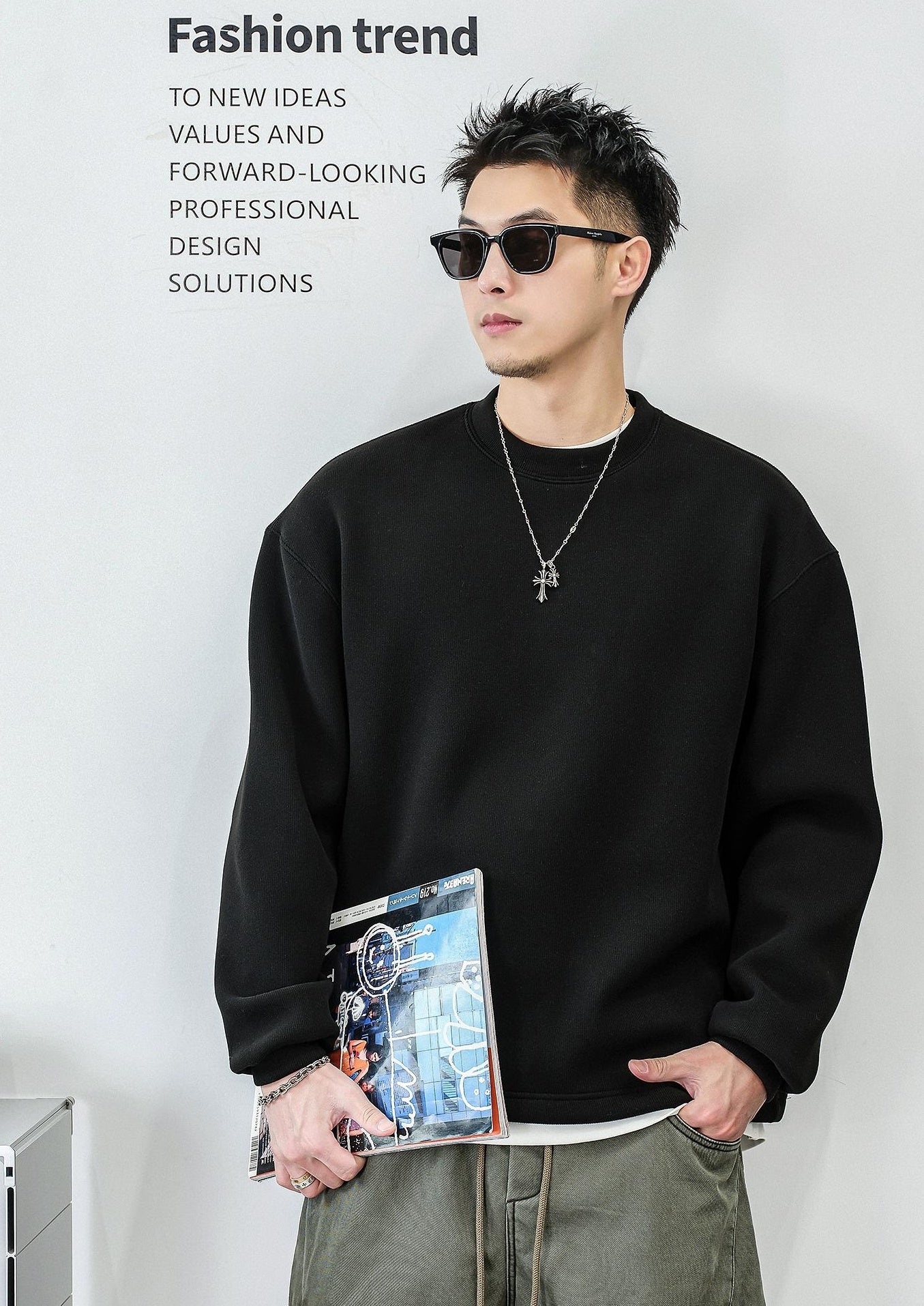 テクスチャードフリースセータートップ