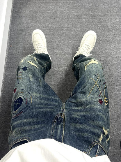 ワイルドパッチワークデニムパンツ