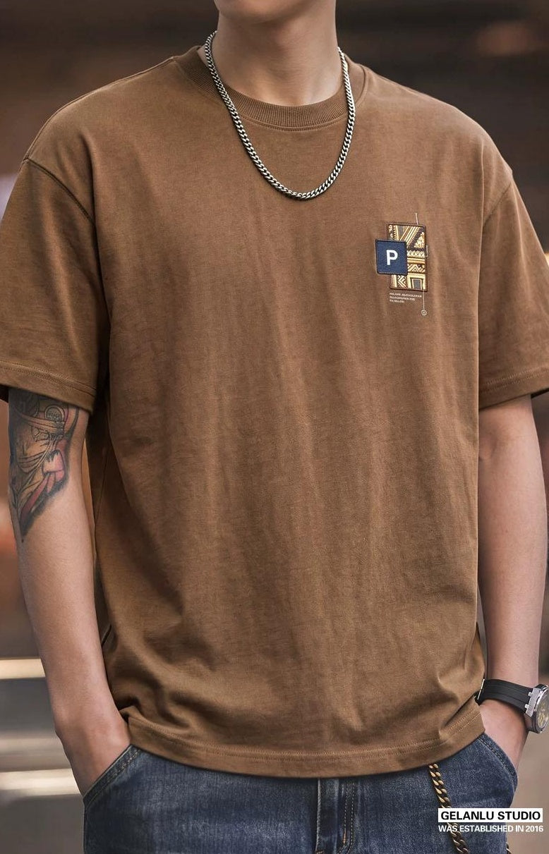 エスニックプリントコットンＴシャツ