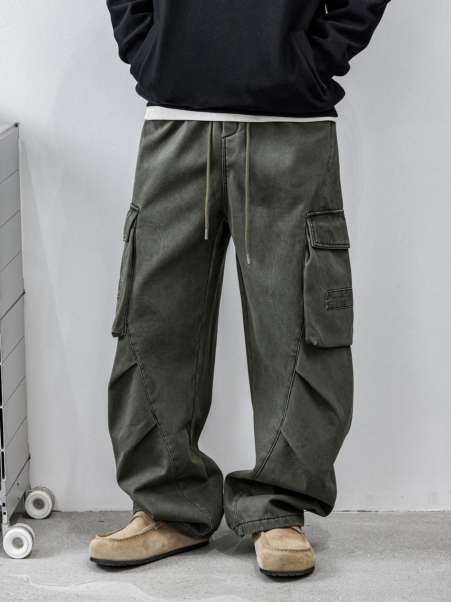 Retro Green Multi-Pocket Work Pants