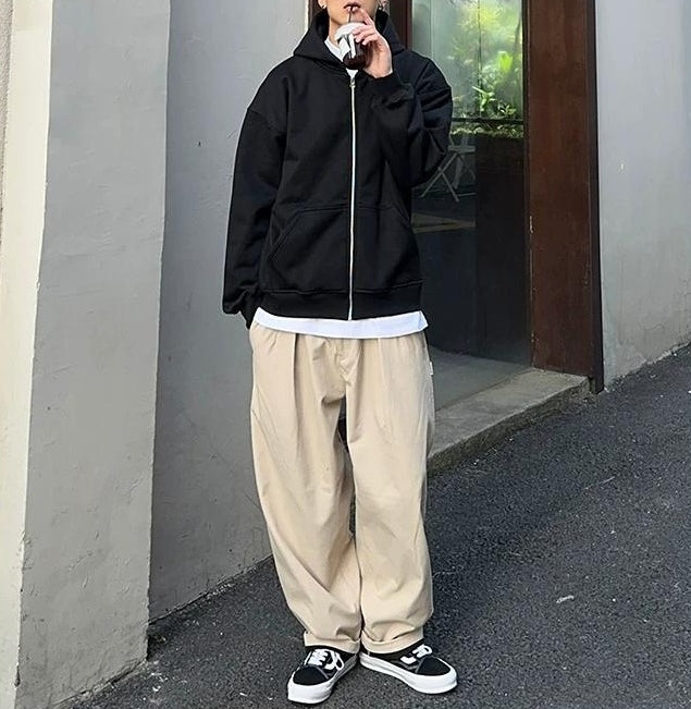 ウィンターフリースプリーツテーパードパンツ