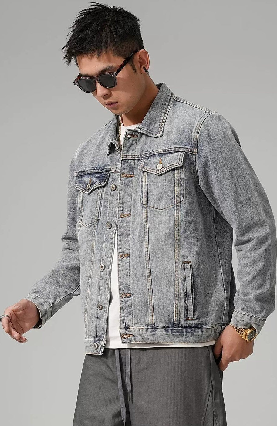 カジュアル レトロ デニムジャケット