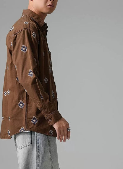 刺繍ロングスリーブシャツ