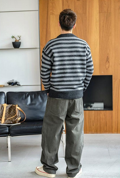 Retro Striped Knit Sweater