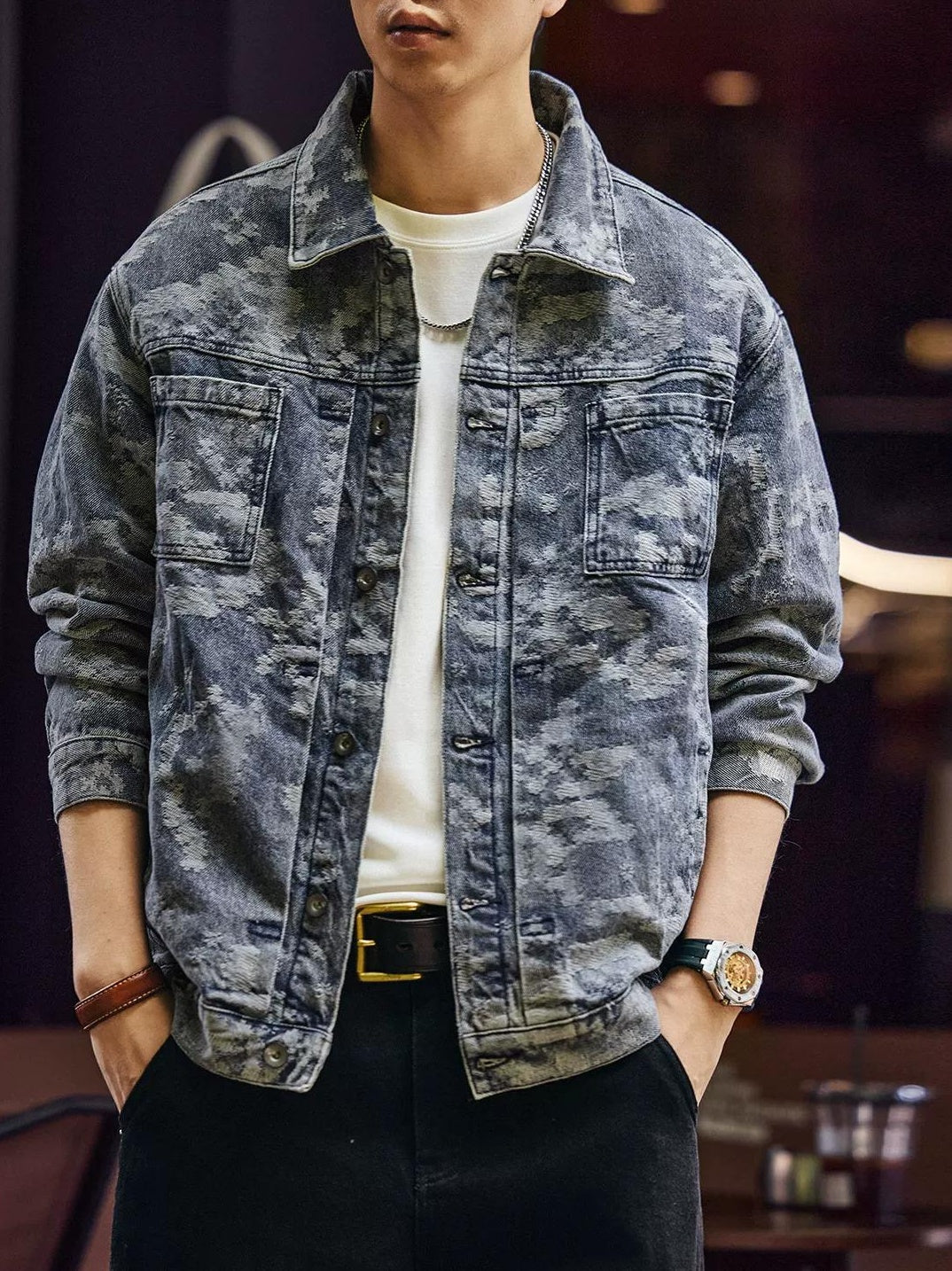 レトロカモフラージュデニムジャケット