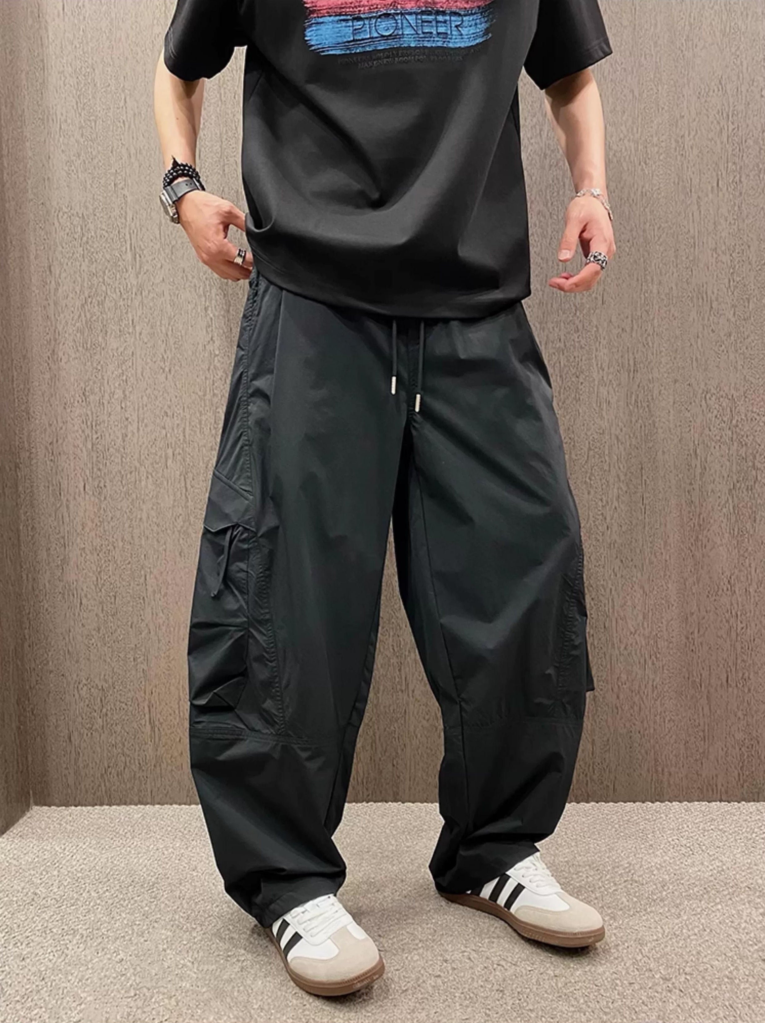 ブラックワークパンツ ゴムウエスト Quick-Dry Casual Work Pants - ウェストゴム – Urban X