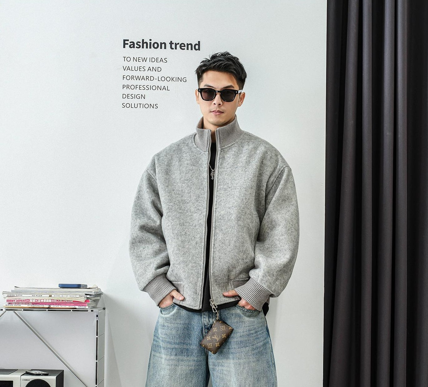 ツイードジップアップジャケット