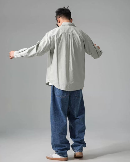 カジュアル刺繍シャツジャケット