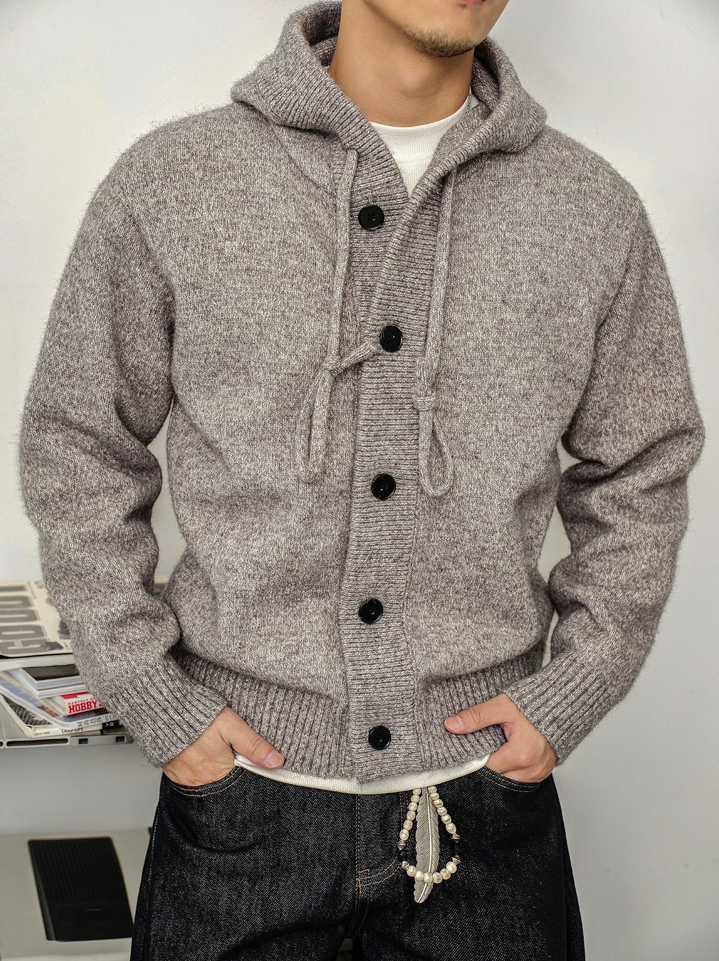 Retro Casual Hooded Cardigan