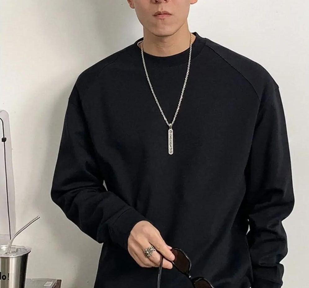 ベーシック ソリッド カラー ロングスリーブ Tシャツ