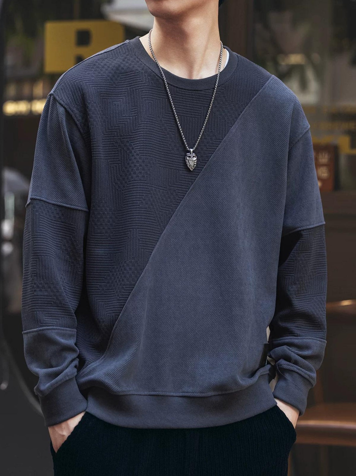 レトロ パッチワーク スウェットシャツ