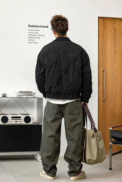 Black Lapel Down Jacket