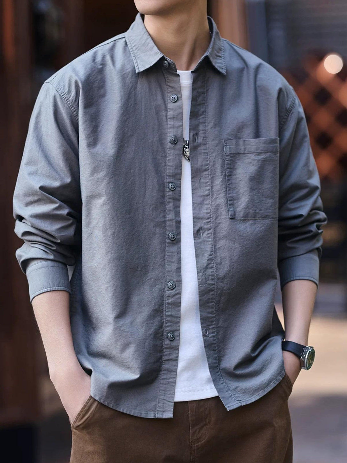 ブルーレトロワークウェアシャツ