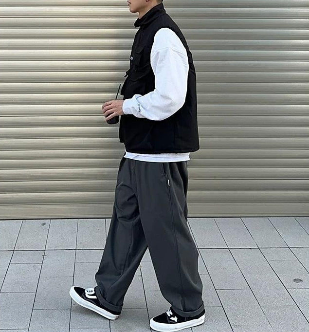 ウィンターフリースプリーツテーパードパンツ