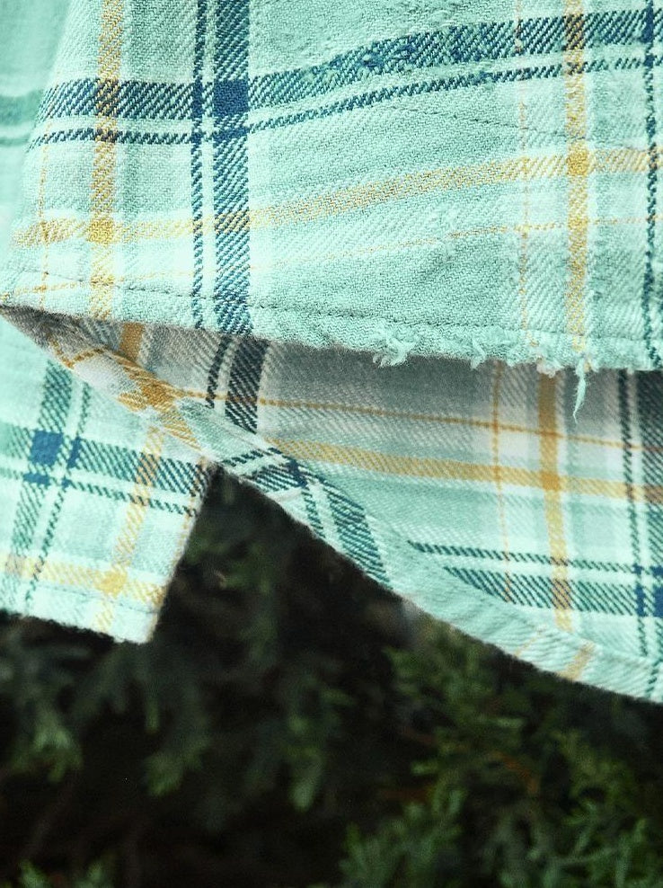 Plaid Spliced Long Sleeve Shirt